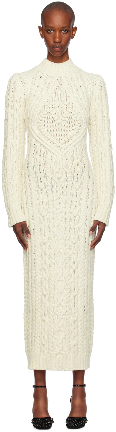 Jean Paul Gaultier Off-White Cable Knit Maxi Dress Jean Paul Gaultier