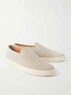 Brunello Cucinelli - Leather-Trimmed Suede Slip-On Sneakers - Neutrals