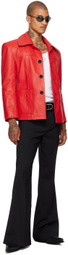 LU'U DAN Red Slim-Fit Creep Leather Jacket