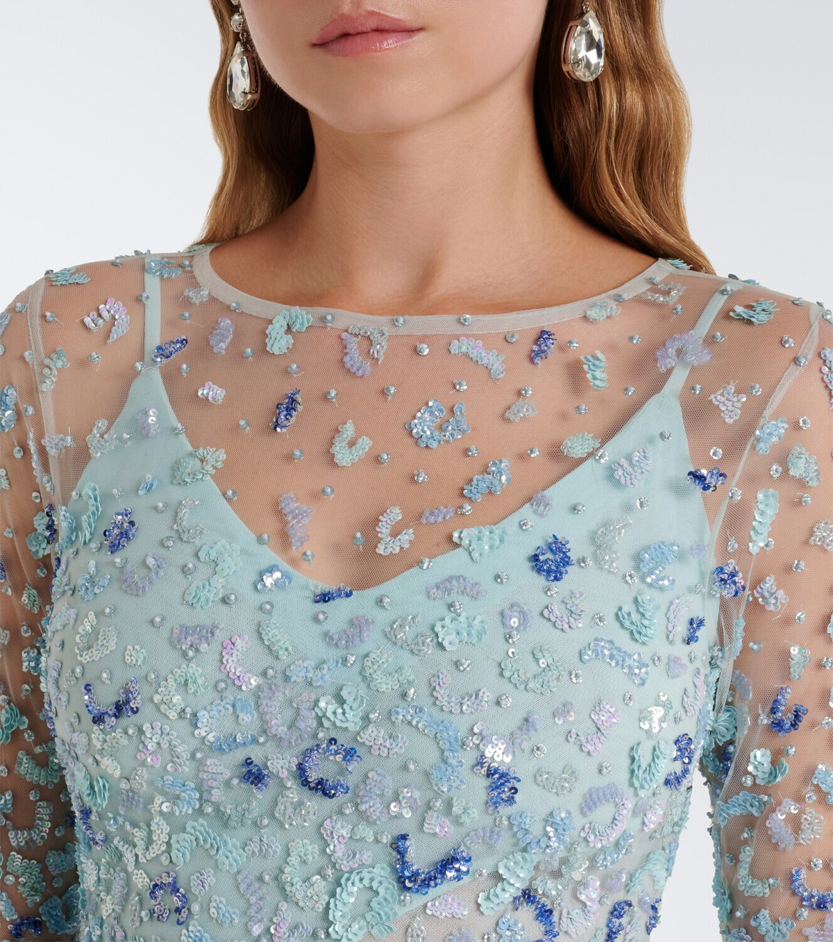 Là Fuori Zion floral sequined gown