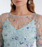 Là Fuori Zion floral sequined gown