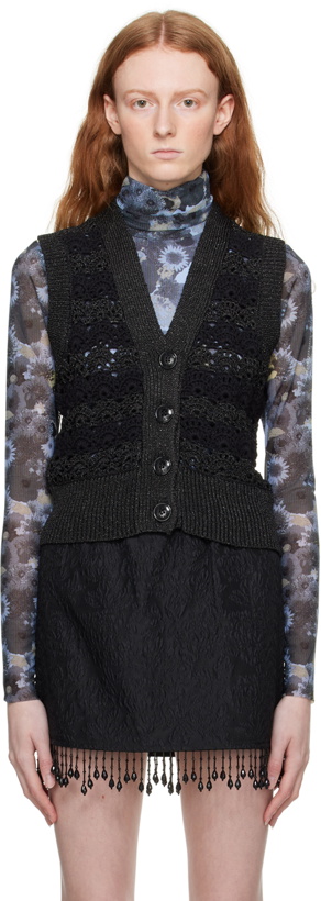 Photo: GANNI Black Crochet Vest