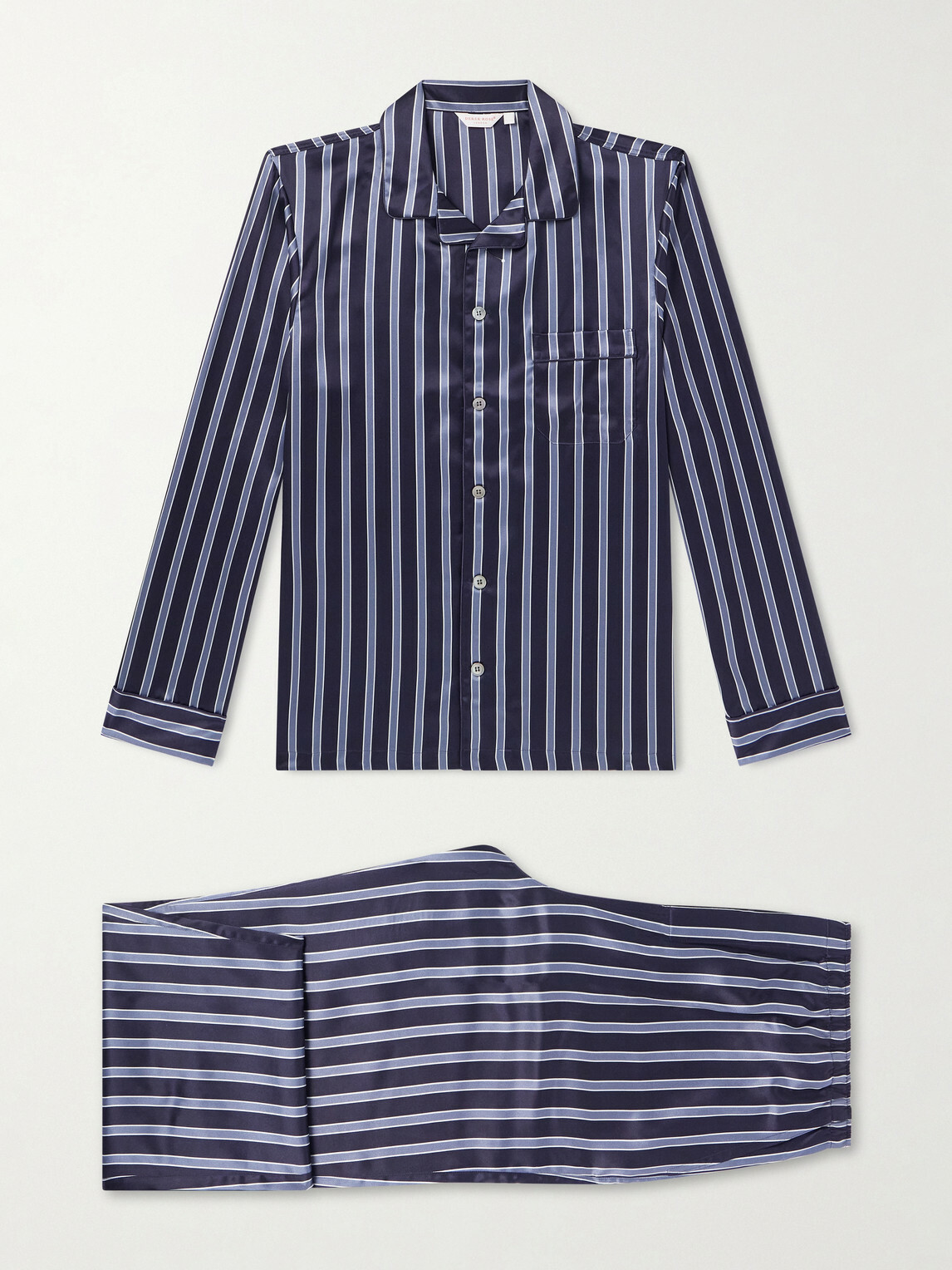 Derek Rose - Brindisi Striped Silk-Satin Pyjama Set - Blue