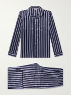 Derek Rose - Brindisi Striped Silk-Satin Pyjama Set - Blue