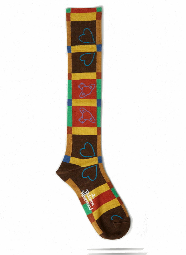 Photo: Hearts and Orbs Knee High Socks in Multicolour