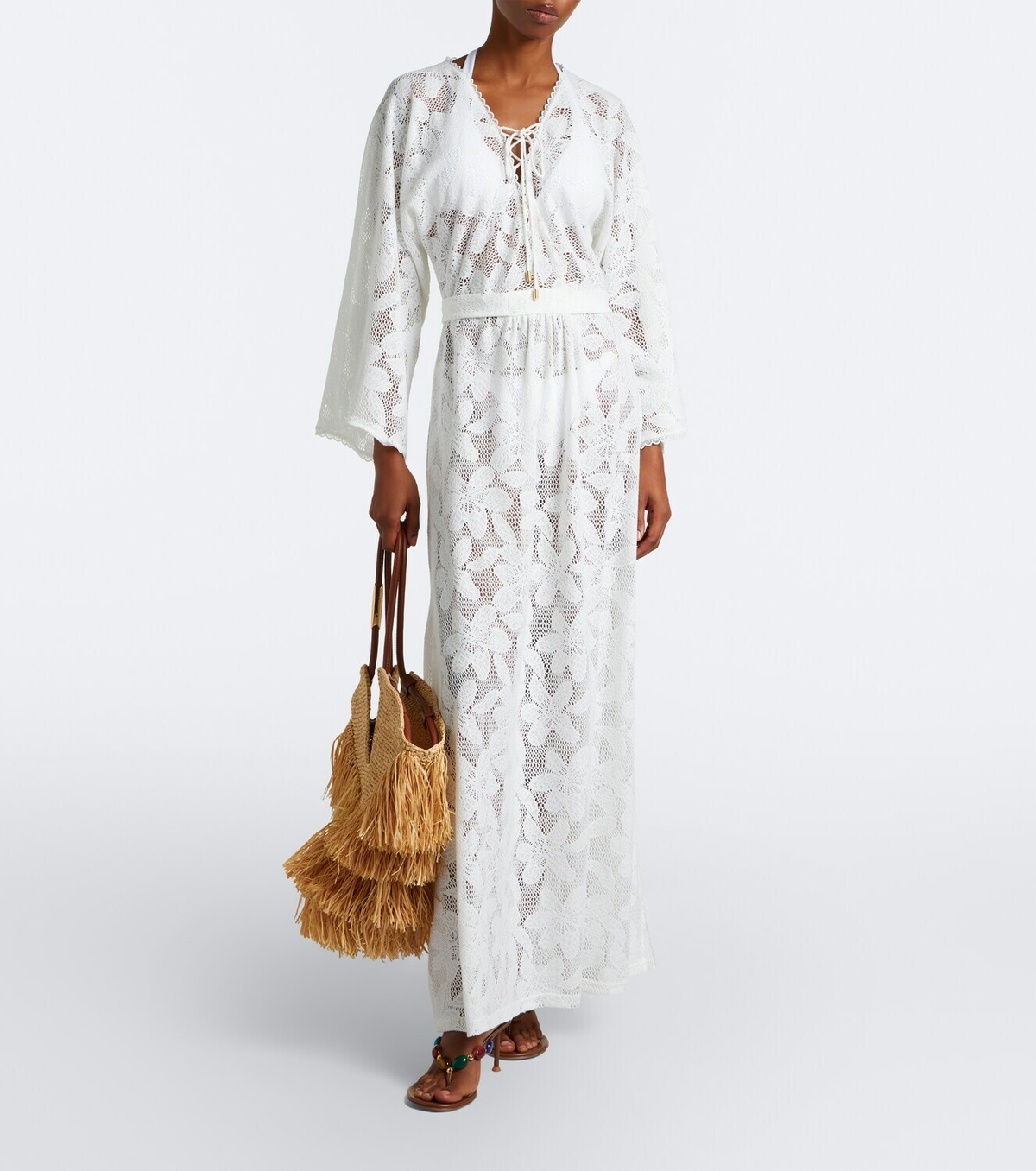 Melissa Odabash Nina floral sheer lace kaftan