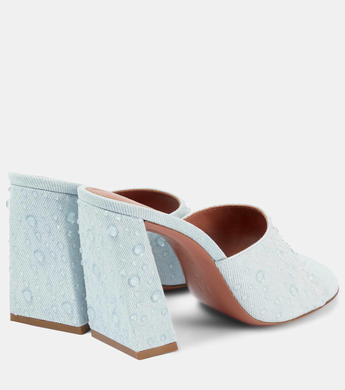 Amina Muaddi Brigitte 95 denim and leather mules Amina Muaddi