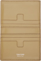 TOM FORD Tan Shiny Croc 'T Line' Folding Card Holder