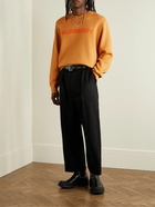 Burberry - Logo-Intarsia Wool and Cotton-Blend Sweater - Orange