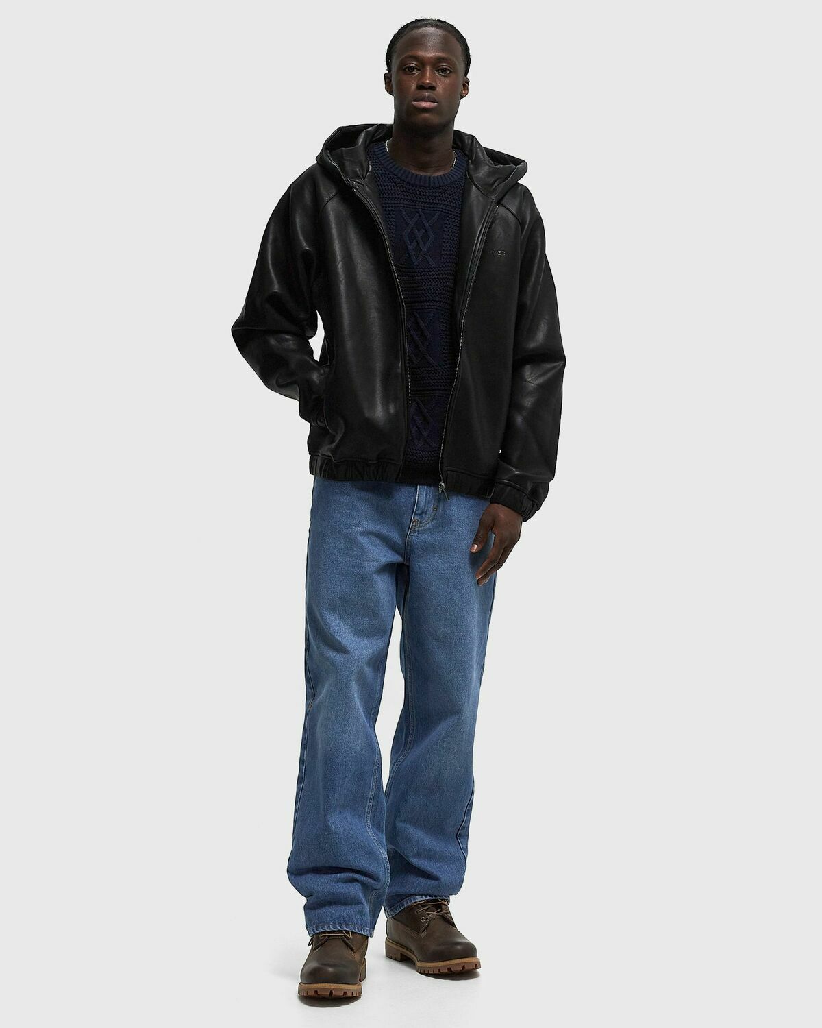 Daily Paper Pu scuba jacket Black Mens Bomber Jacket