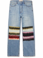 Marni - Straight-Leg Striped Mohair-Blend Panelled Jeans - Blue