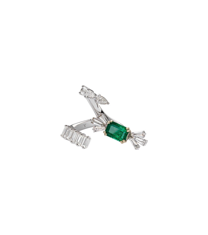 Photo: Yeprem Reign Supreme 18kt white gold ring with diamonds and emerald