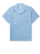 DE BONNE FACTURE - Camp-Collar Printed Cotton-Poplin Shirt - Blue