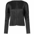 Pleats Please Issey Miyake Women's Long Sleeve Pleats Zip Top in Black