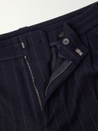 SEASE - Tapered Pinstriped Wool-Blend Trousers - Blue