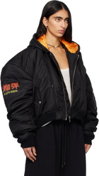 LU'U DAN Black Distorted MA1 Bomber Jacket