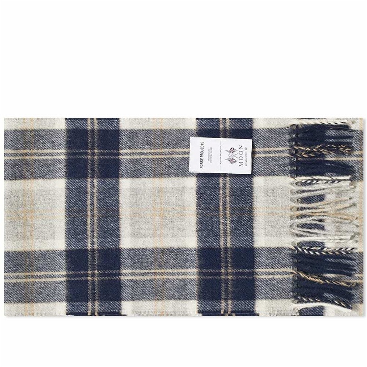 Photo: Norse Projects Men's Moon Checked Lambswool Scarf in Navy