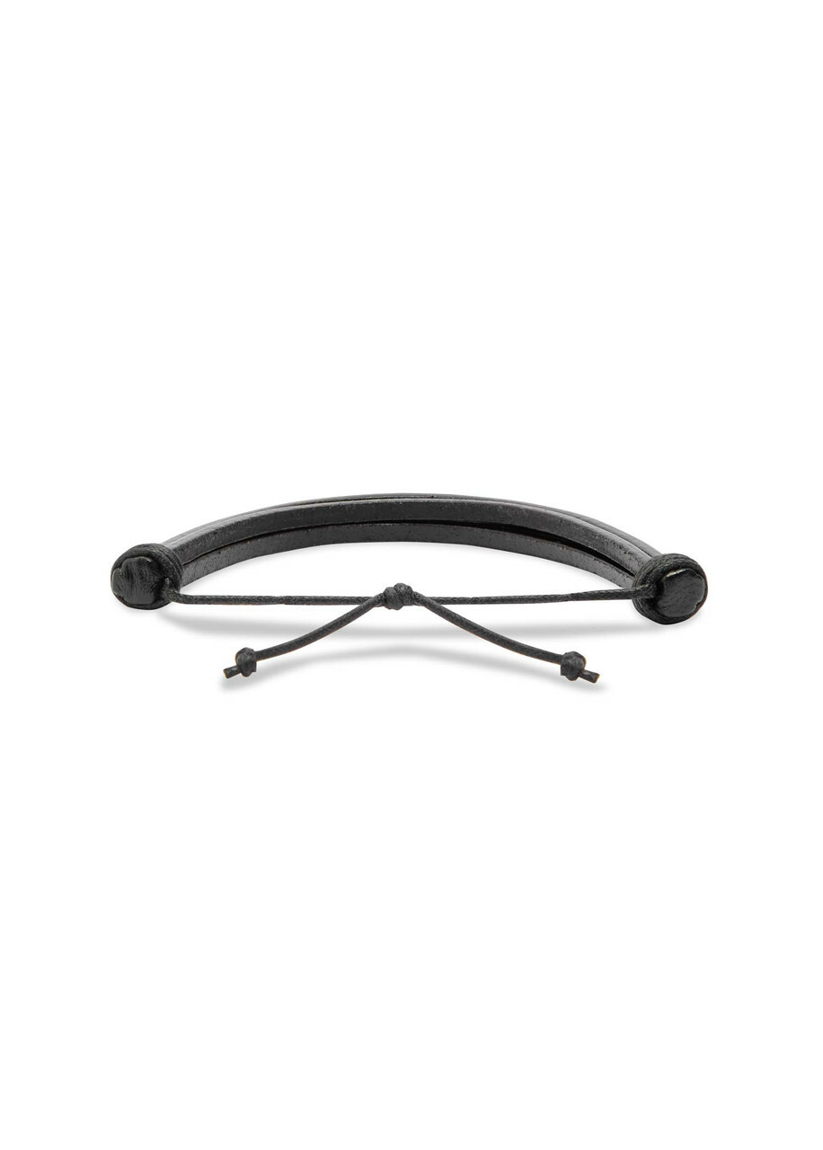 Saint Laurent Cassandre Logo Leather Bracelet Black