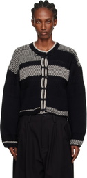 Y's Black Design Knit Cardigan