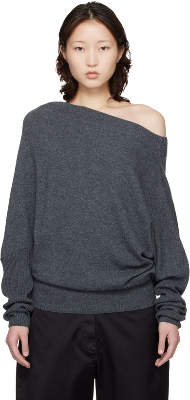 Photo: Cordera Gray Merino Wool Off-Shoulder Sweater