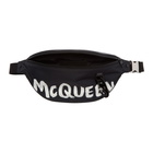 Alexander McQueen Black Oversized Graffiti Bum Bag