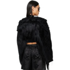 Rick Owens Black Tower Collage Cropped Shearling Bomber Jacket