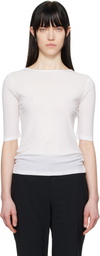 AMOMENTO White Round Short Sleeve T-shirt