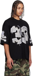mastermind JAPAN Black '39' Distressed Patch Half Sleeve T-shirt