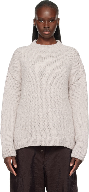 Photo: Lauren Manoogian Purple Handknit Crewneck Sweater