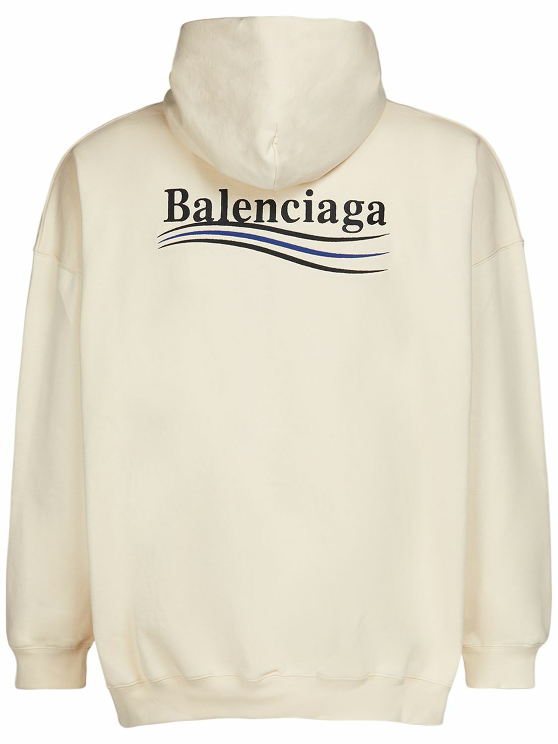 BALENCIAGA - Logo Embroidery Cotton Hoodie Balenciaga