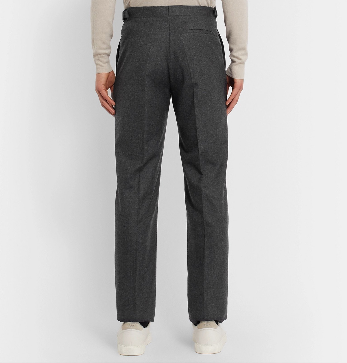 Beams F Pleated Flannel Trousers Grey Check at CareOfCarlcom