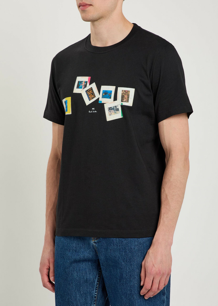 PS Paul Smith Slides Printed Cotton T-shirt Black