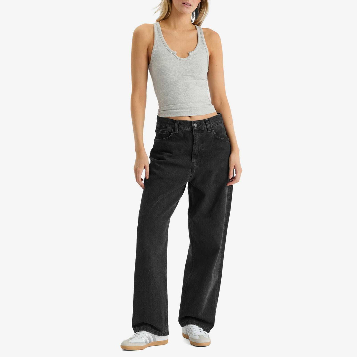 Joah Brown Women's Henley Tank Top in Pearl Grey