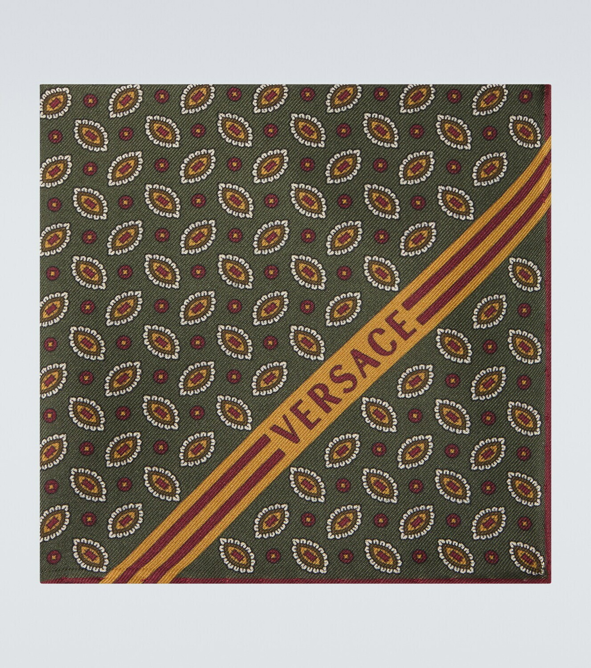 Versace Logo printed silk pocket square