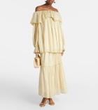 Xu Zhi Gathered striped silk-blend maxi skirt