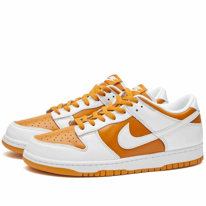 Photo: Nike Dunk Low QS Sneakers in Dark Curry/White