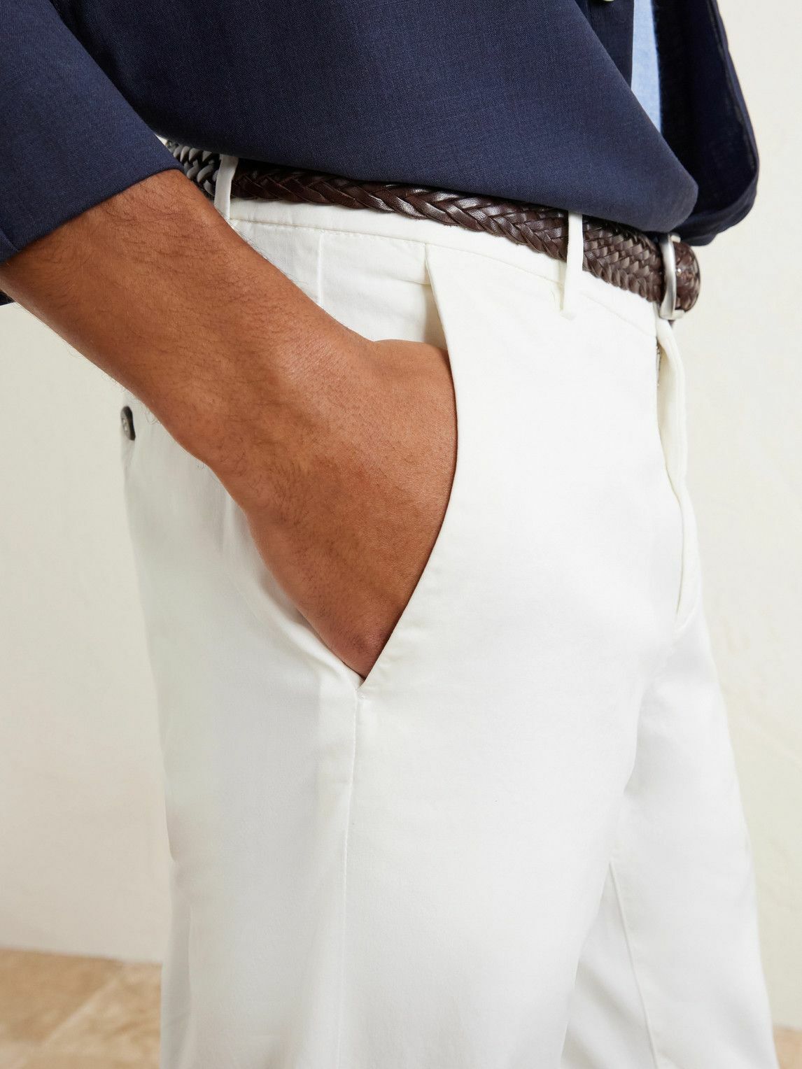Eleventy - Straight-Leg Stretch-Cotton and Silk-Blend Trousers - White