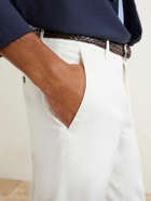 Eleventy - Straight-Leg Stretch-Cotton and Silk-Blend Trousers - White