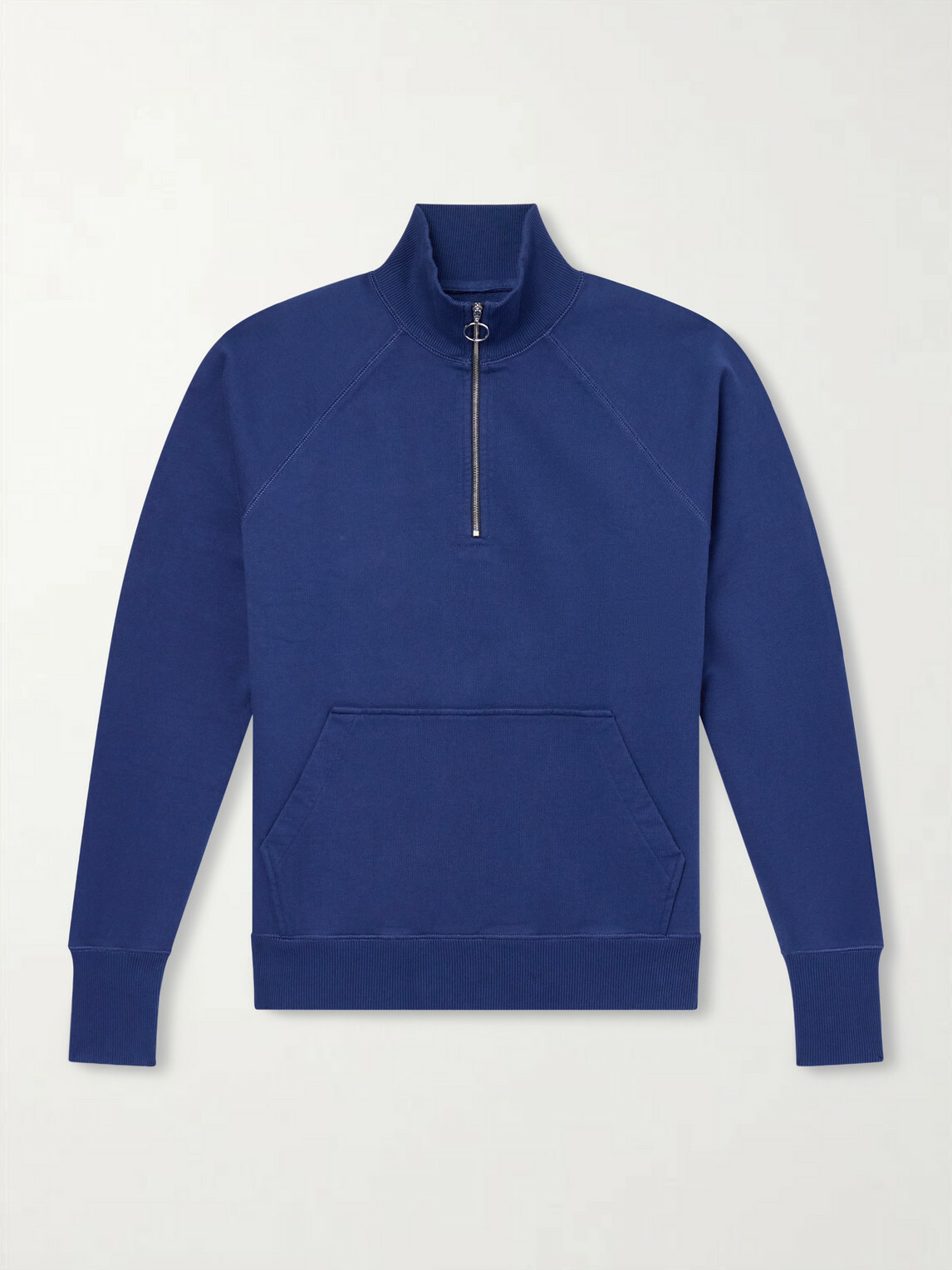 Drake's - Cotton-Jersey Half-Zip Sweater - Blue