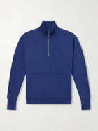 Drake's - Cotton-Jersey Half-Zip Sweater - Blue