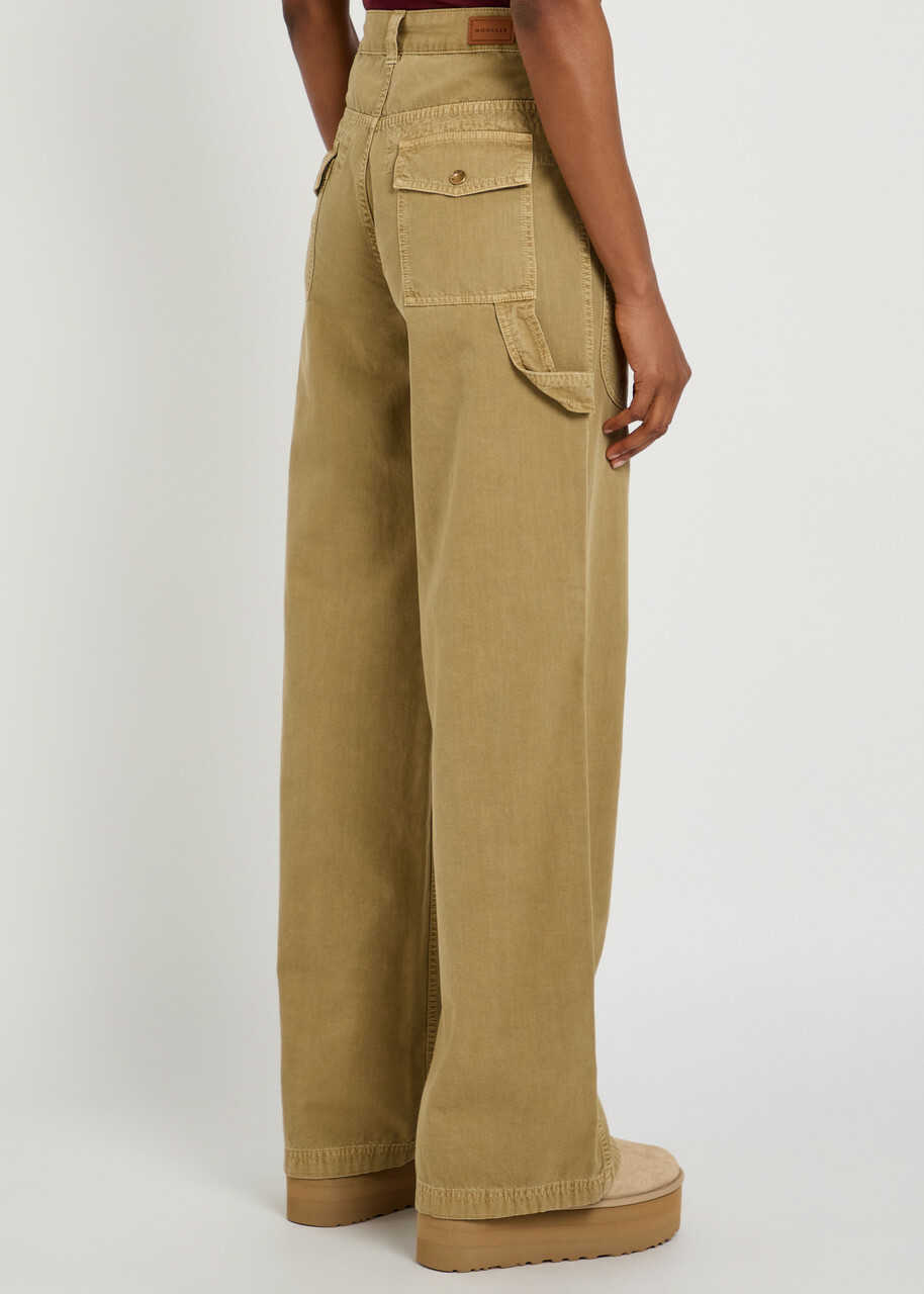 Moncler Straight-leg Cotton-twill Trousers Beige