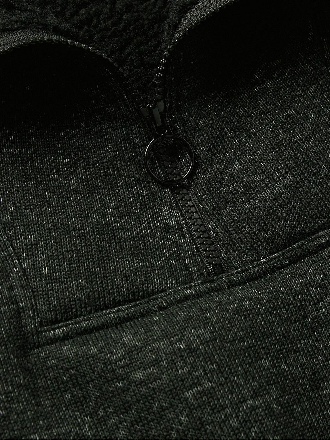 KAPITAL - Alpine Logo-Appliquéd Fleece-Lined Knitted Half-Zip Sweatshirt - Black