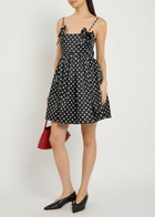 Ganni Polka-dot Stretch-satin Mini Dress Black