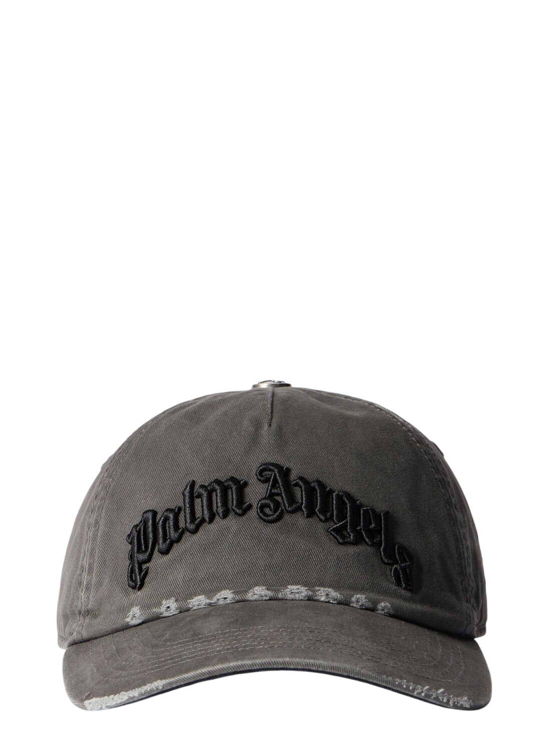 Palm Angels Gray Ripped Logo Cap Palm Angels