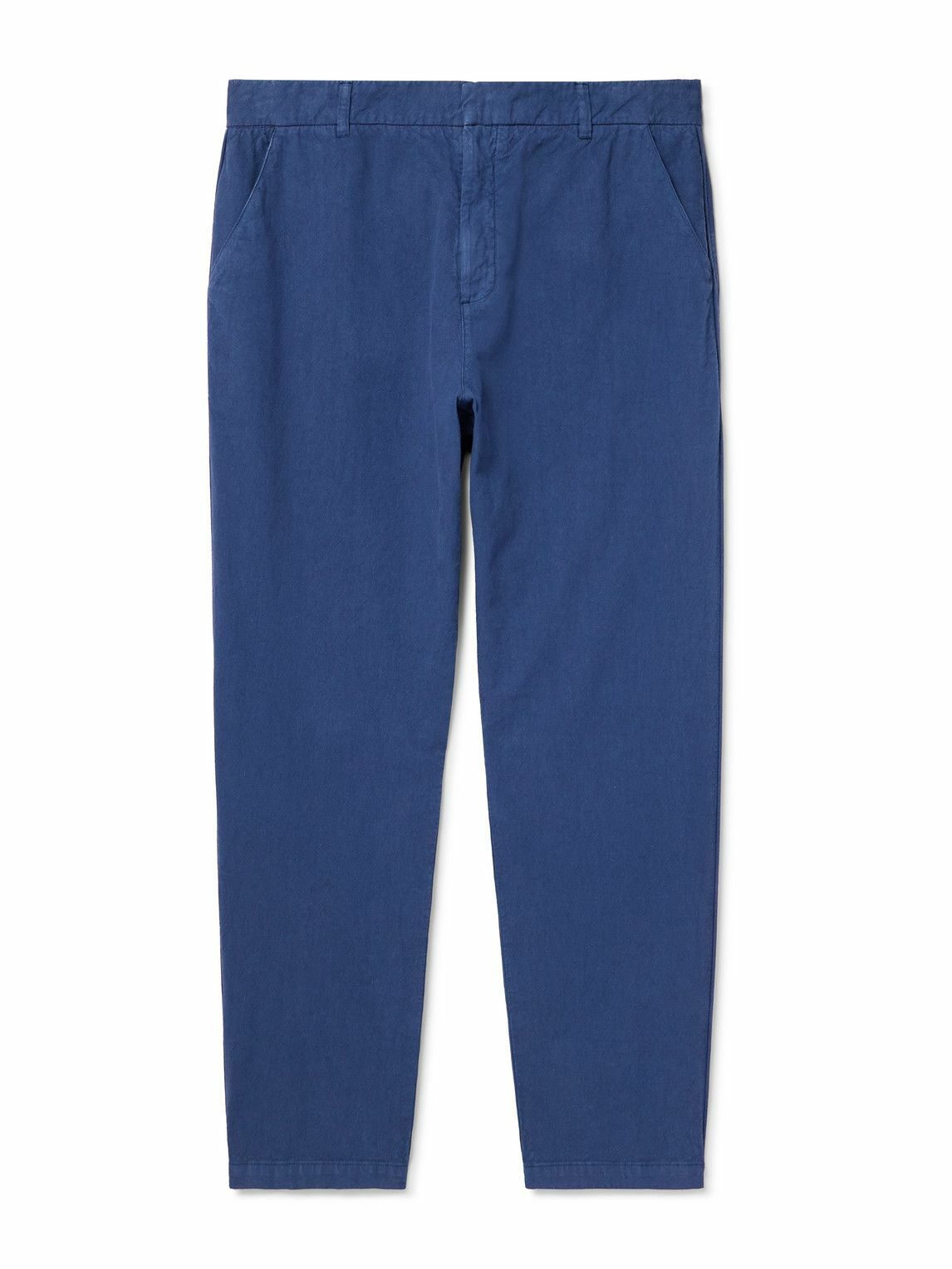 Folk - Straight-Leg Linen and Cotton-Blend Suit Trousers - Blue