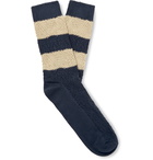 Thunders Love - Link Striped Egyptian Cotton-Blend Jacquard Socks - Blue