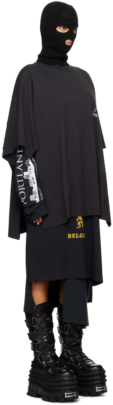 トップス VETEMENTS Skull Layered T-Shirts Dress AW17 Vetements Death Metal Skull Multi Layered T-Shirt Dress