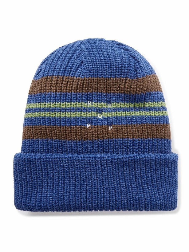 Photo: Pop Trading Company - Logo-Embroidered Striped Ribbed-Knit Beanie