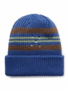 Pop Trading Company - Logo-Embroidered Striped Ribbed-Knit Beanie