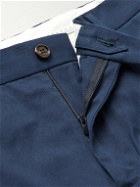 Brunello Cucinelli - Straight-Leg Pleated Cotton-Twill Trousers - Blue